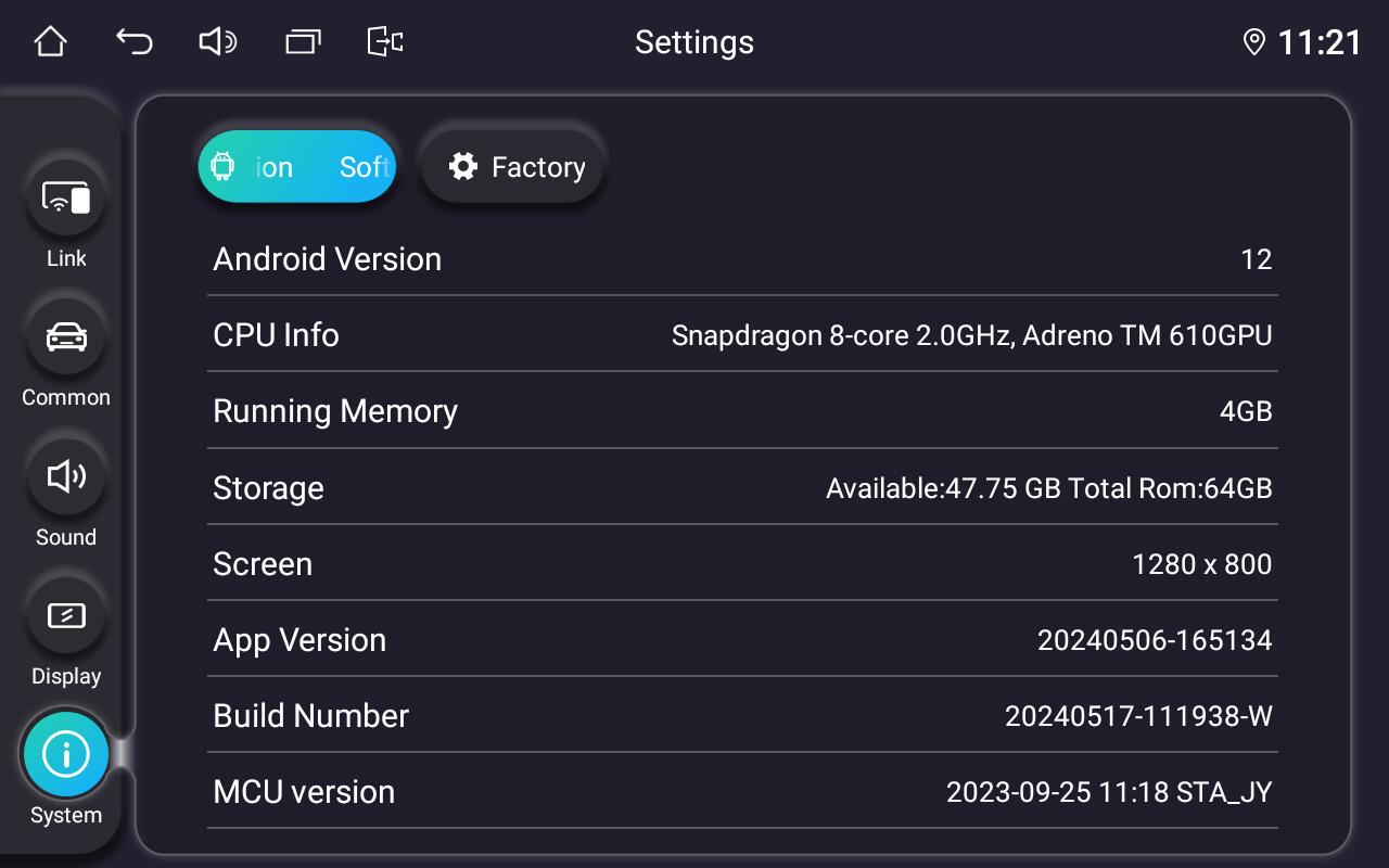 Joying Android 12.0 Qualcomm Snapdragon System Update