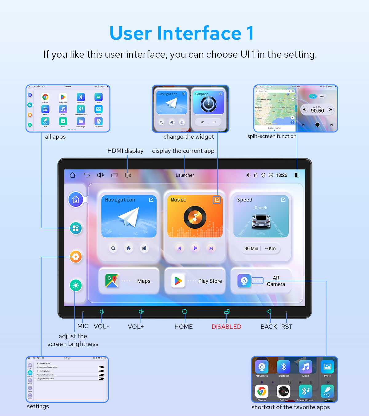 JOYING Tablet Full Touchscreen Snapdragon Double Din Head Unit For Universal