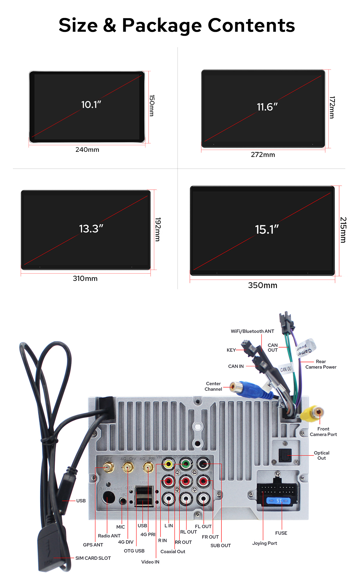 JOYING Tablet Full Touchscreen Snapdragon Double Din Head Unit For Universal