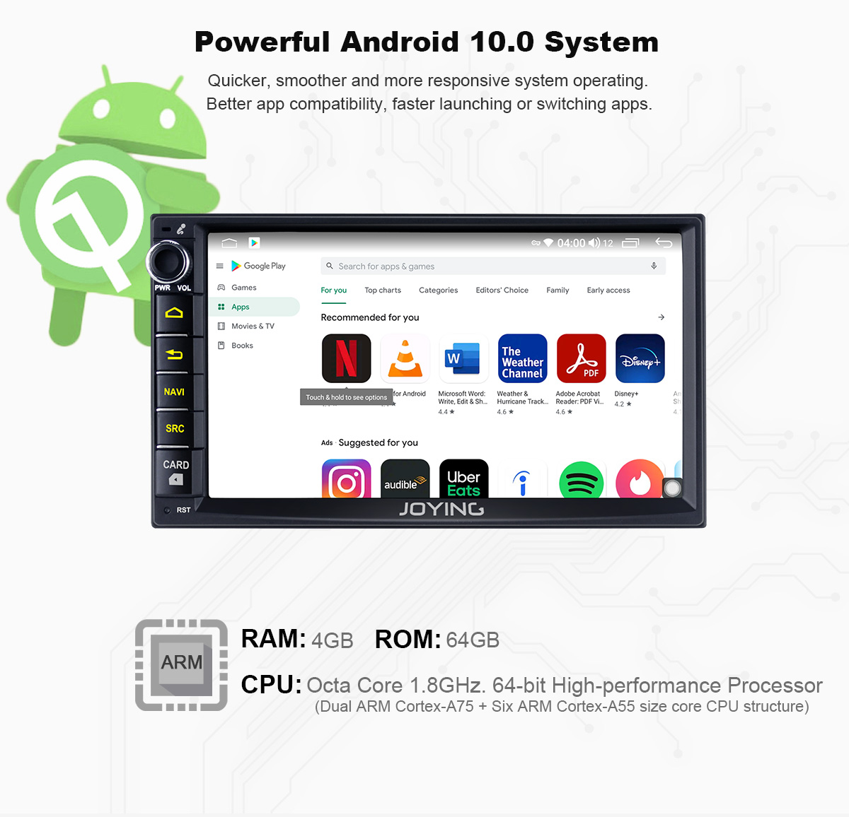  1 Din Android 10 GPS Navi