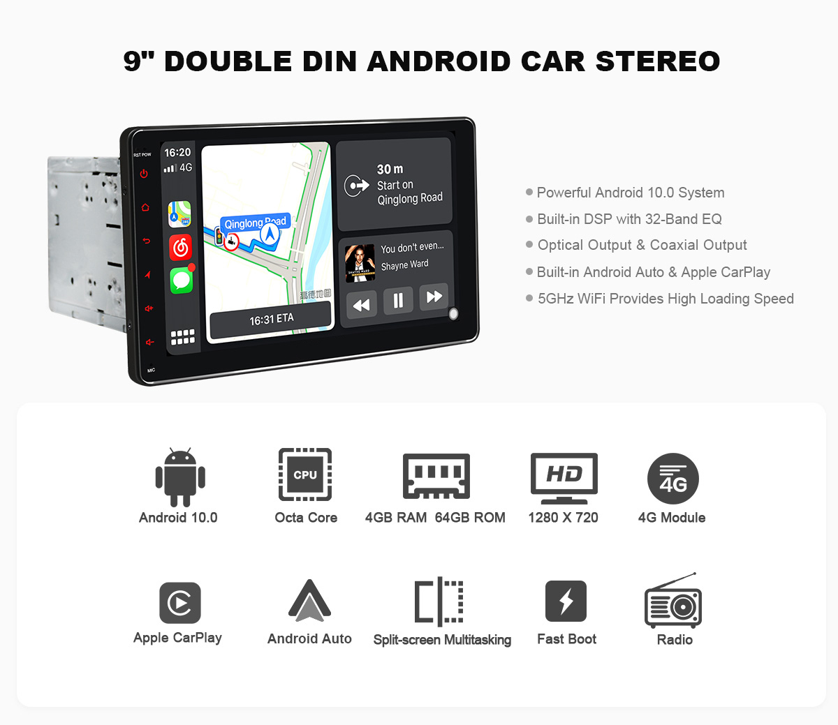 EU Warehouse Android Double Din Car Head Unit Navigation System - Joying