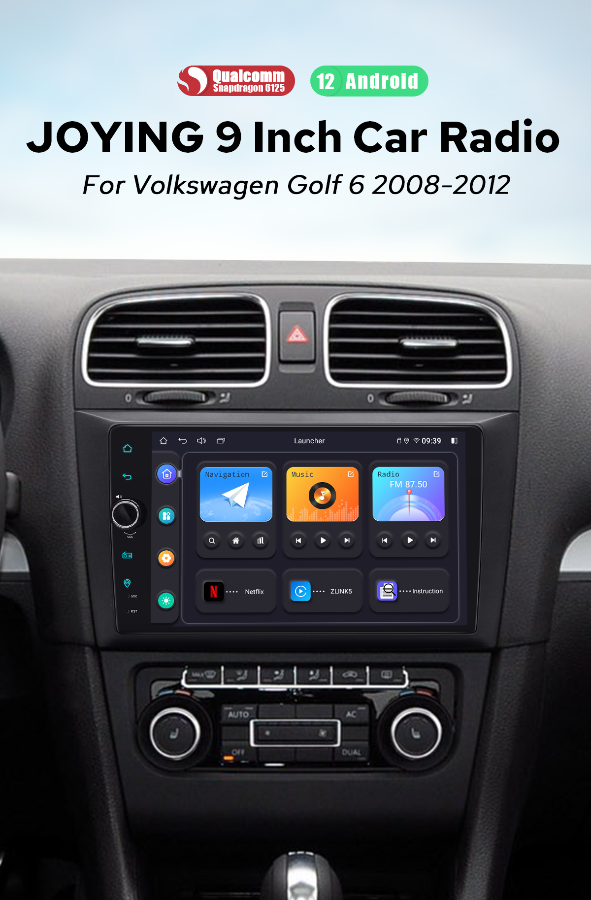 1 DIN Radioblende Volkswagen Golf VI 2008>, POLO 6R 2009> - More DB